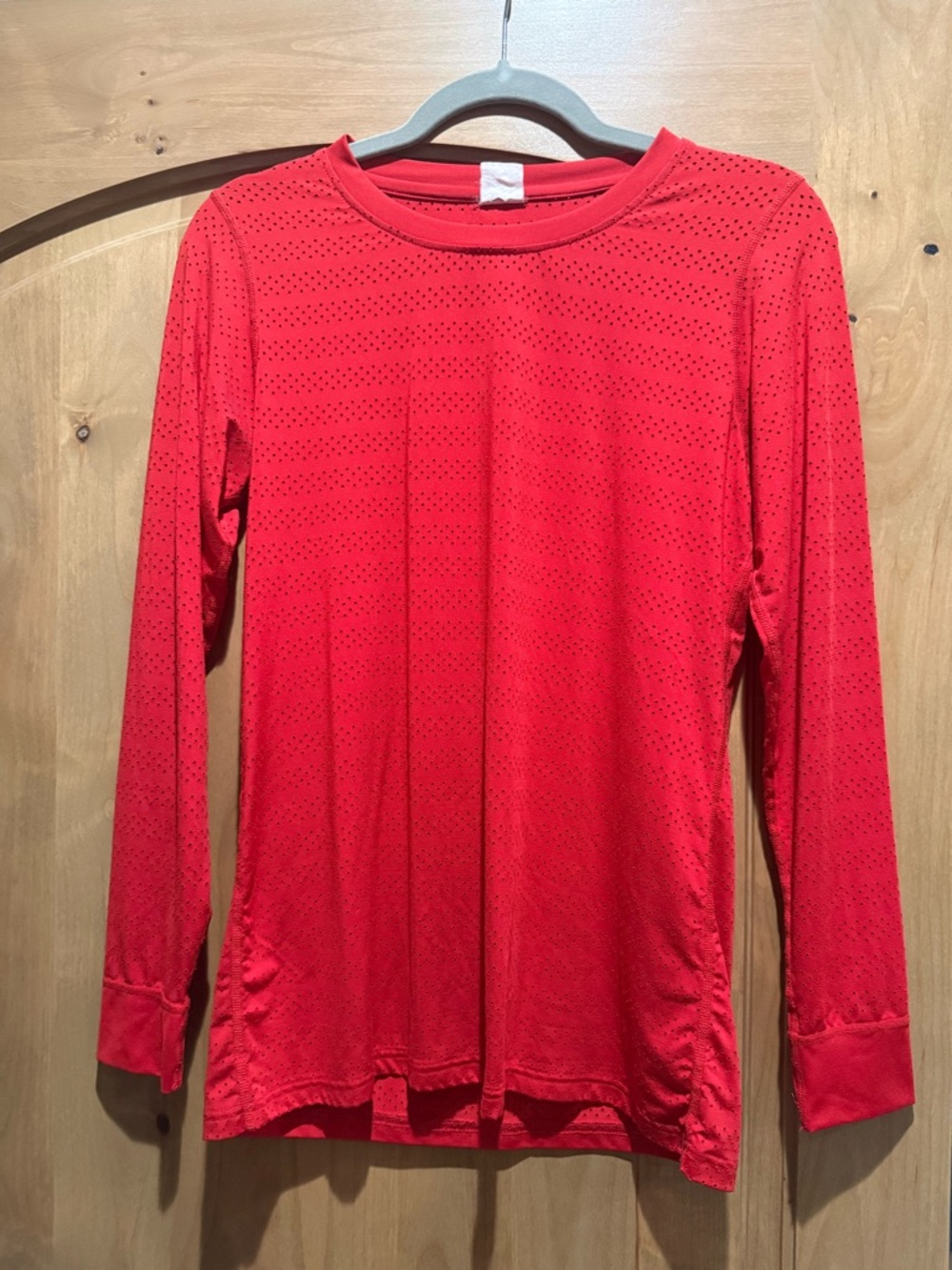 ZYIA Red Long Sleeve Perforated Active Tee